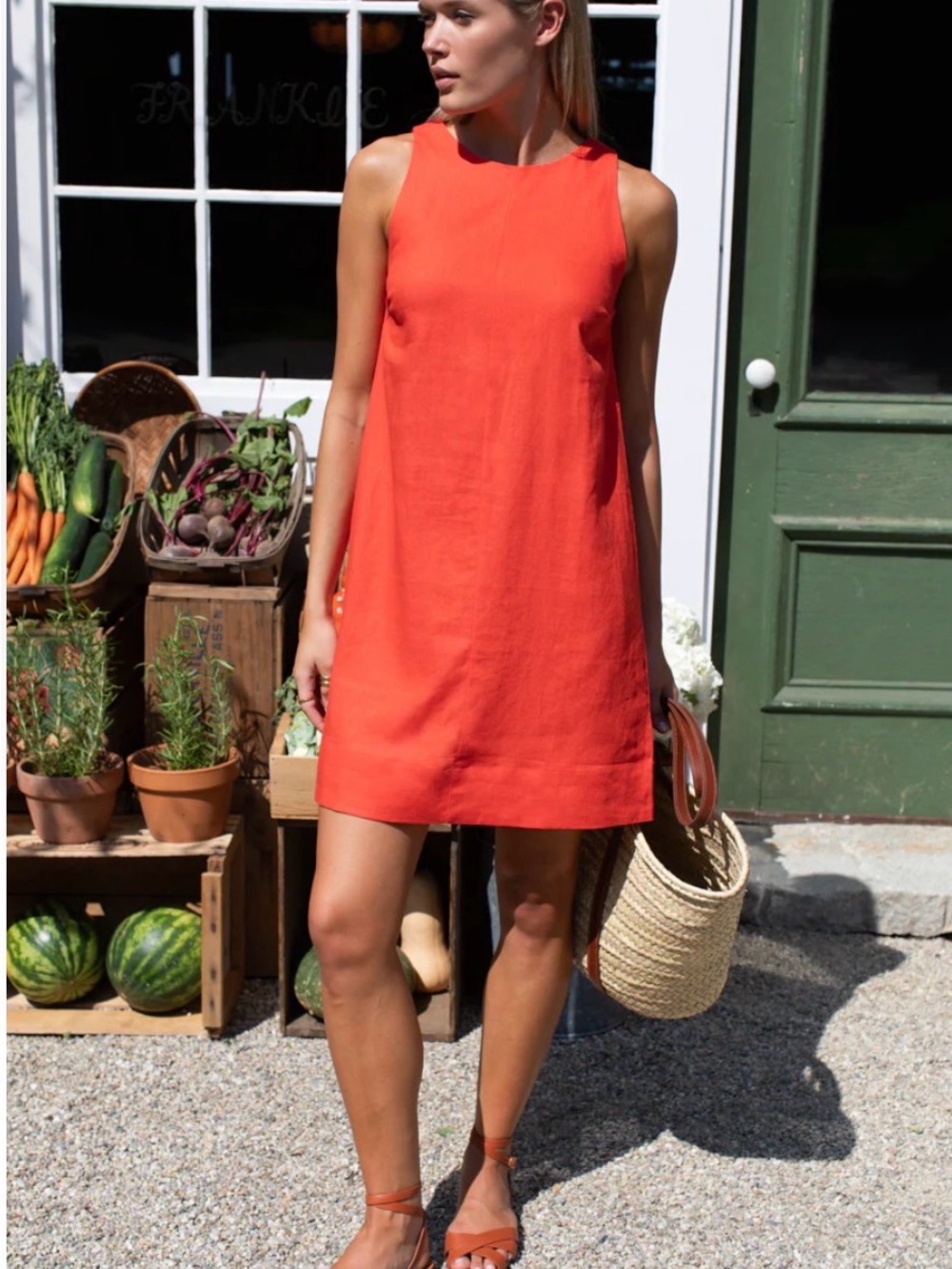 NWOT Emerson Fry Love Tomas MARCELLE SHIFT DRESS -
GRENADINE LINEN Red size XS